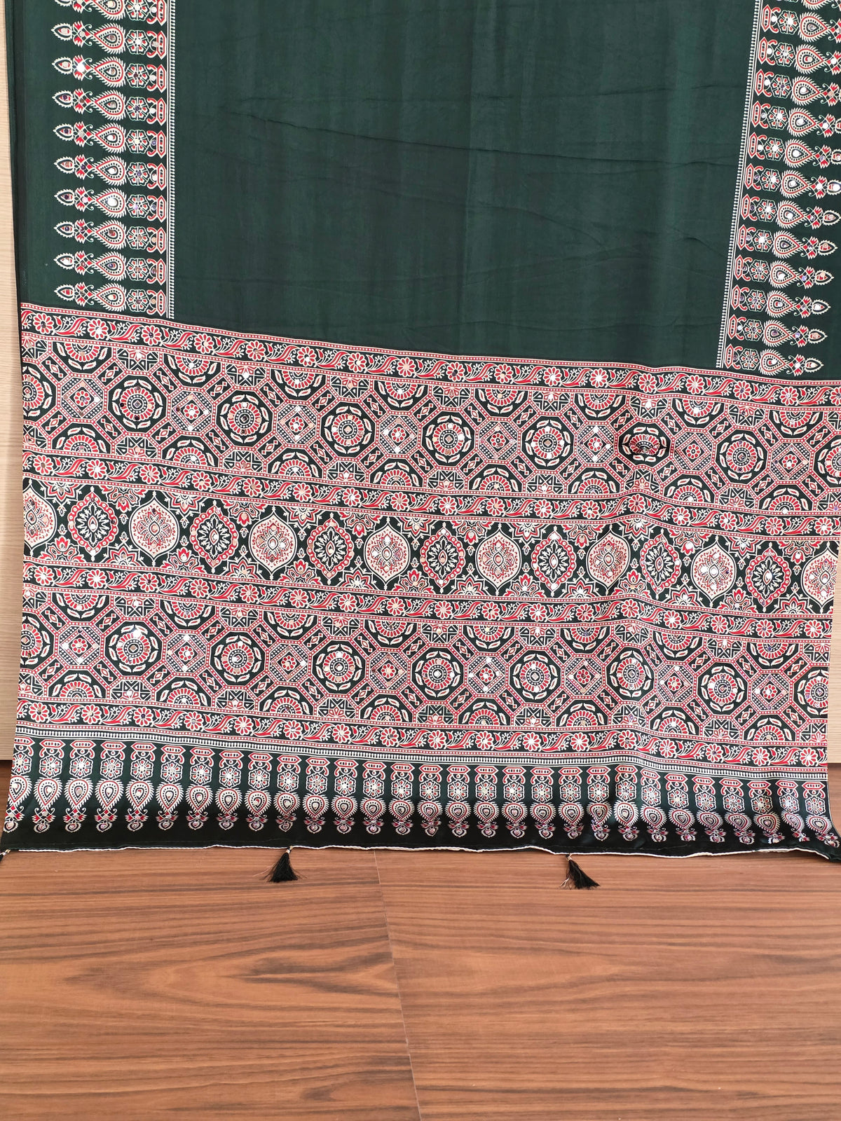 JD000531 Ajrakh mirror chiffon aran work
