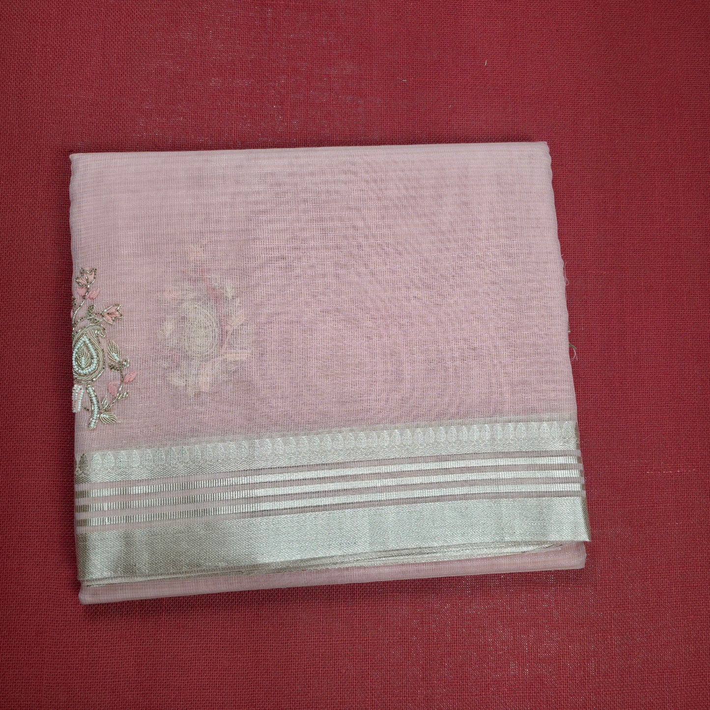 UP000162 - Banarasi Semi Kora Silk Buti Handwork