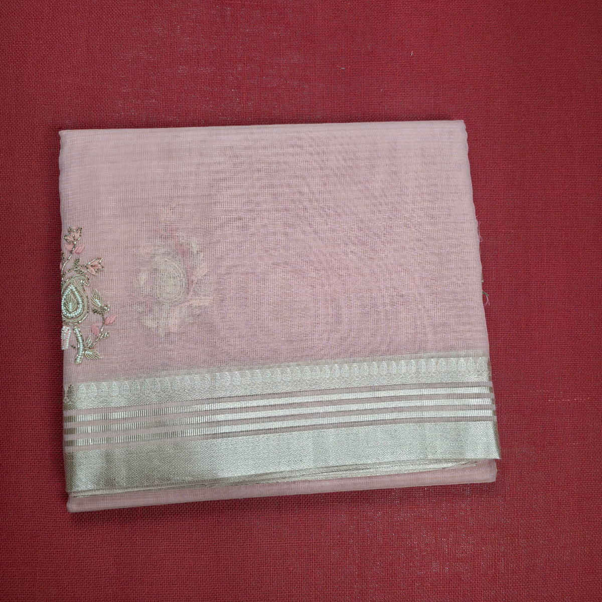 UP000162 - Banarasi Semi Kora Silk Buti Handwork