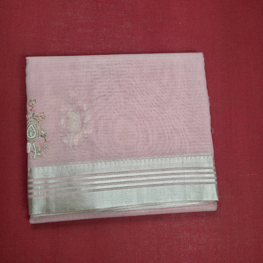 UP000162 - Banarasi Semi Kora Silk Buti Handwork