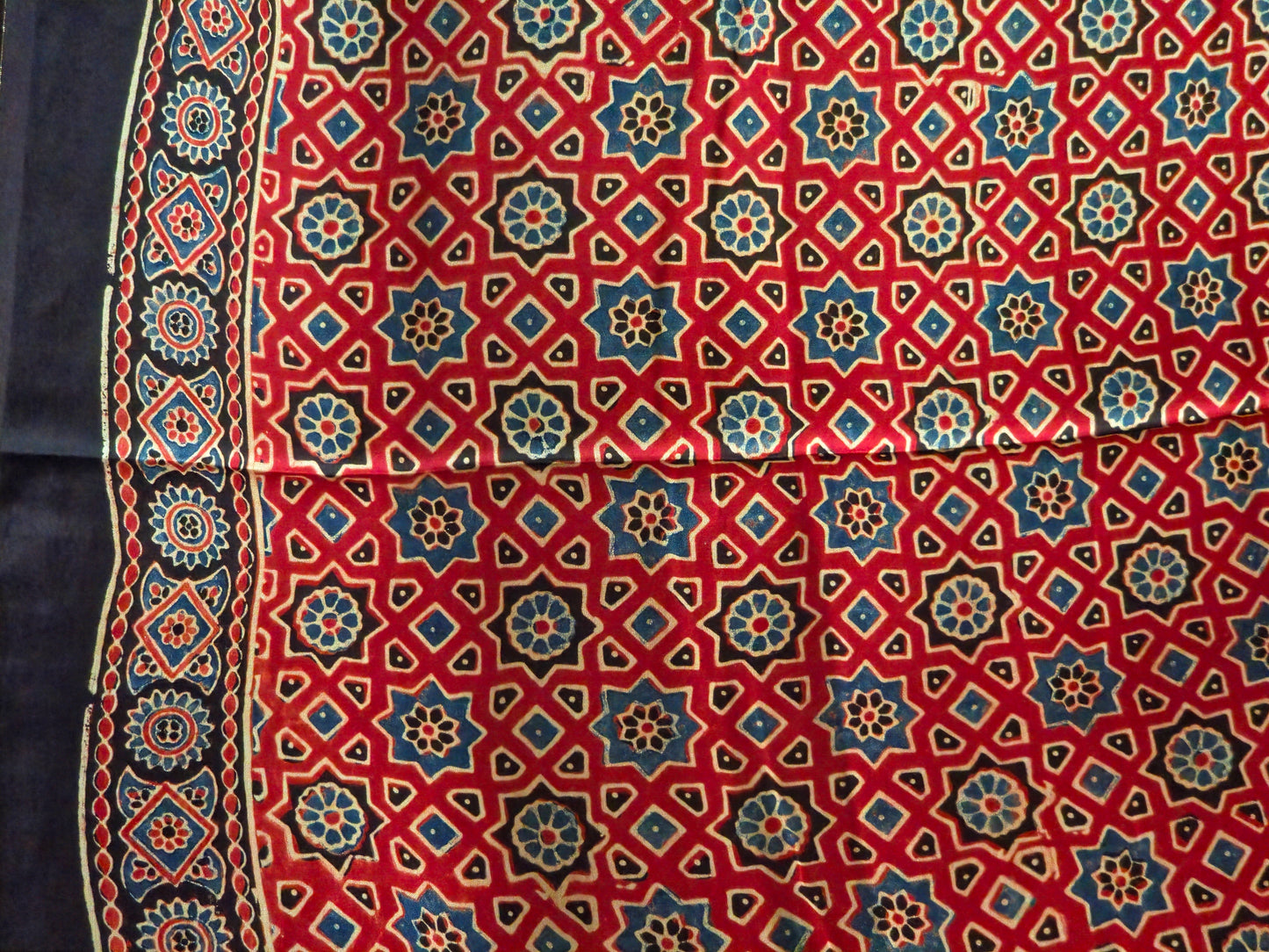 WB000023 - Ajrakh Handblock Printed Saree