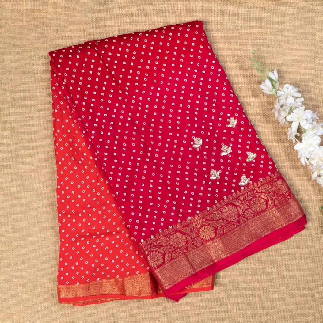 GJ000013 - Pink Bandhani with Gotapatti work