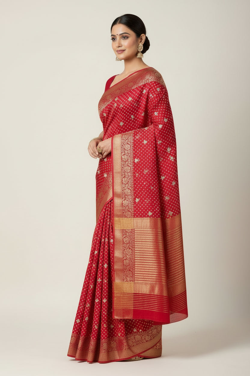 GJ000013 - Pink Bandhani with Gotapatti work