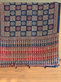 Blue Ajrakh with mirror work