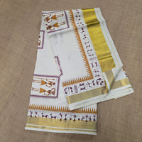 KL000104 Kerala Saree worli art Maroon
