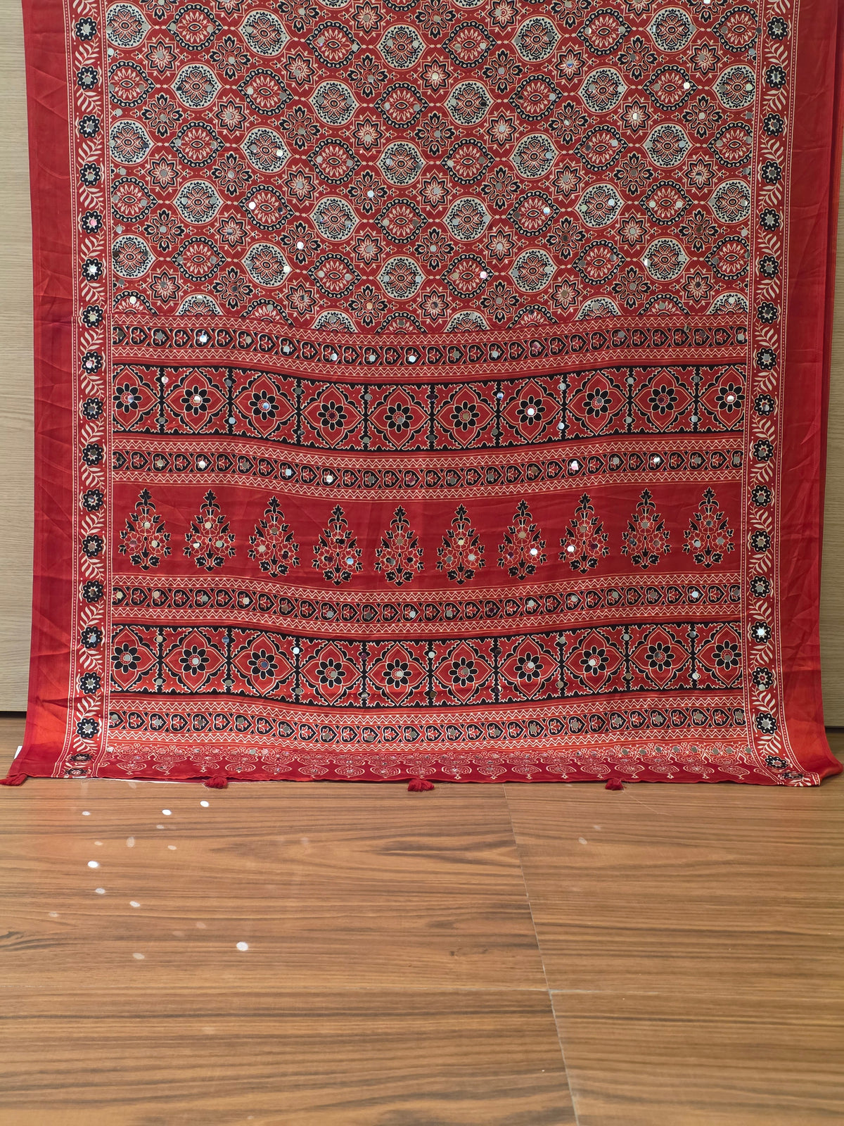 JD000327 Ajrakh Mirror work Red n Black design