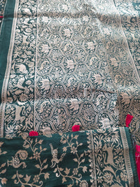 Green Banarasi Shikargah weave