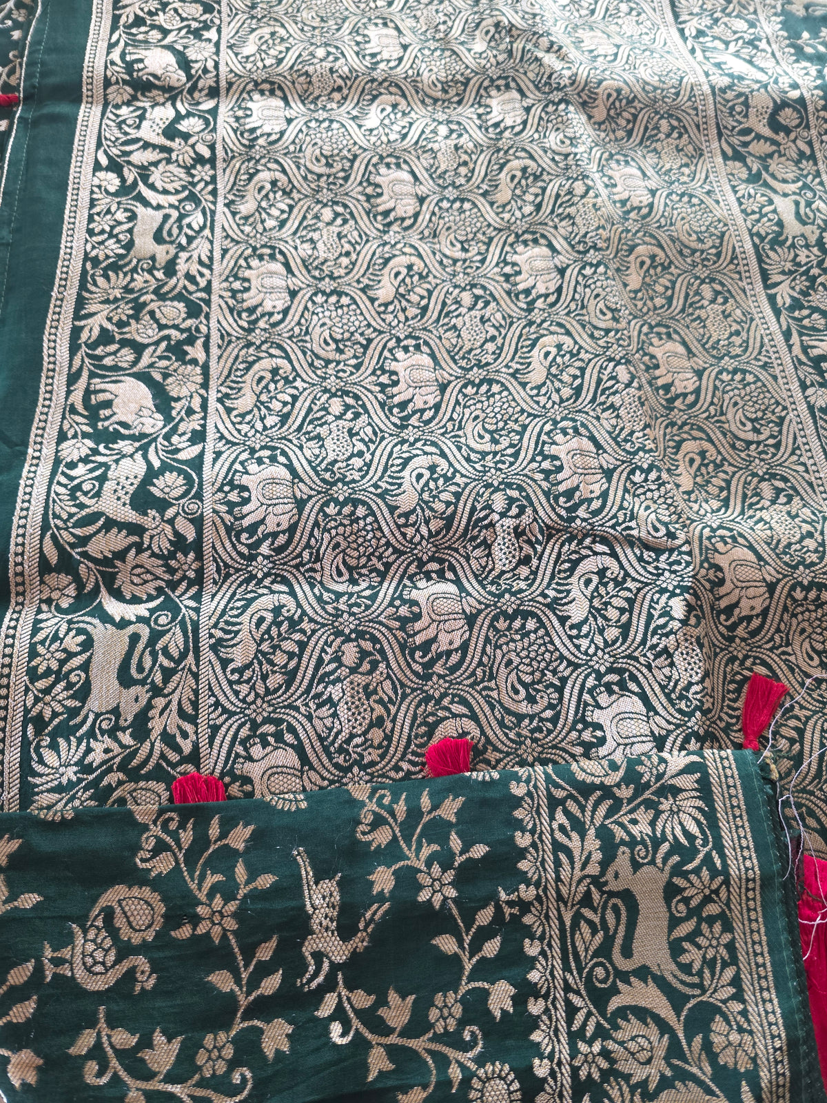Green Banarasi Shikargah weave