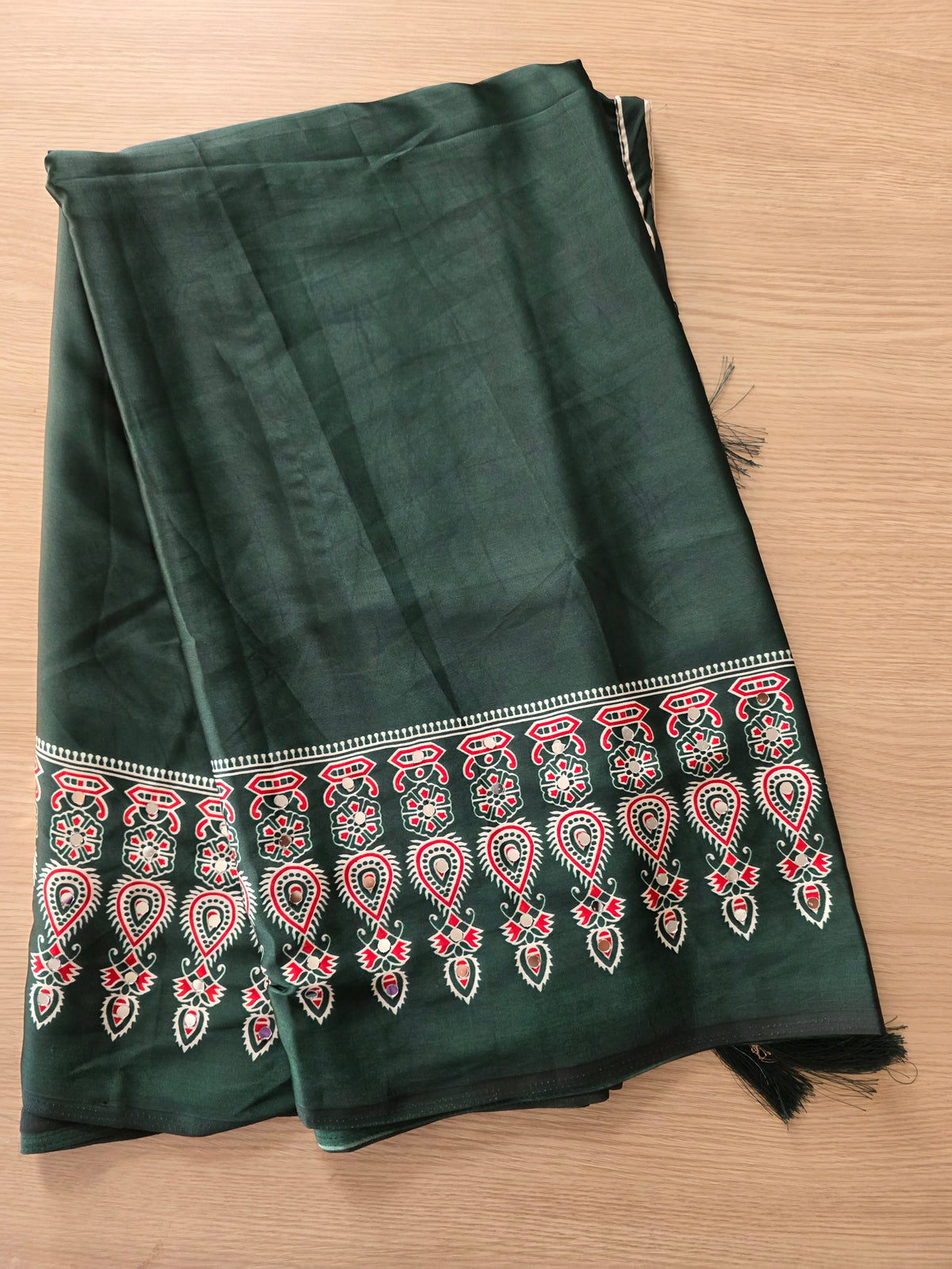 JD000531 Ajrakh mirror chiffon aran work