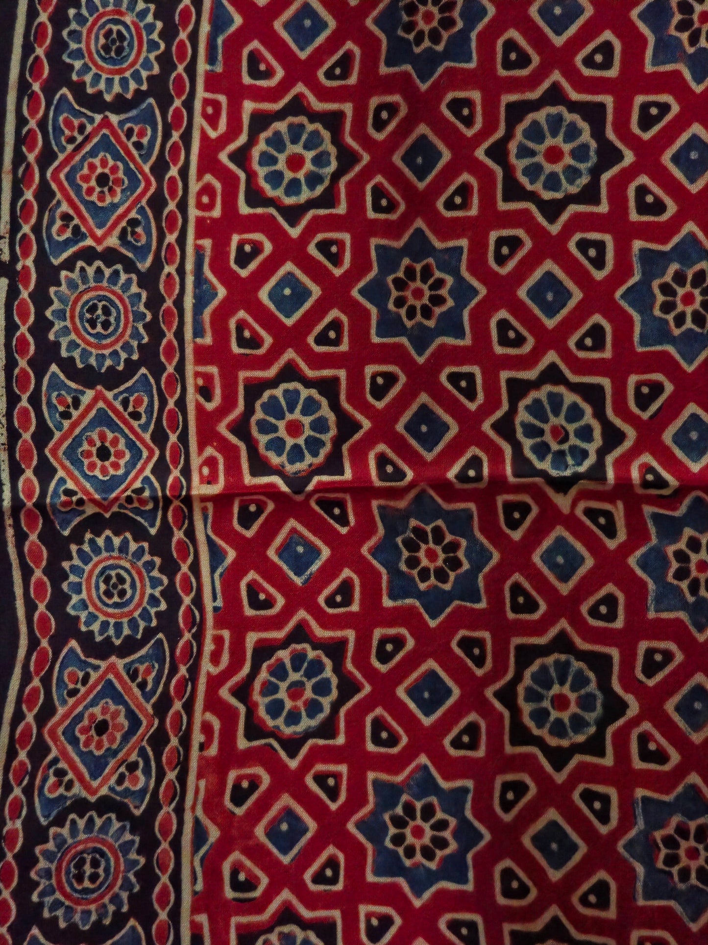 WB000023 - Ajrakh Handblock Printed Saree