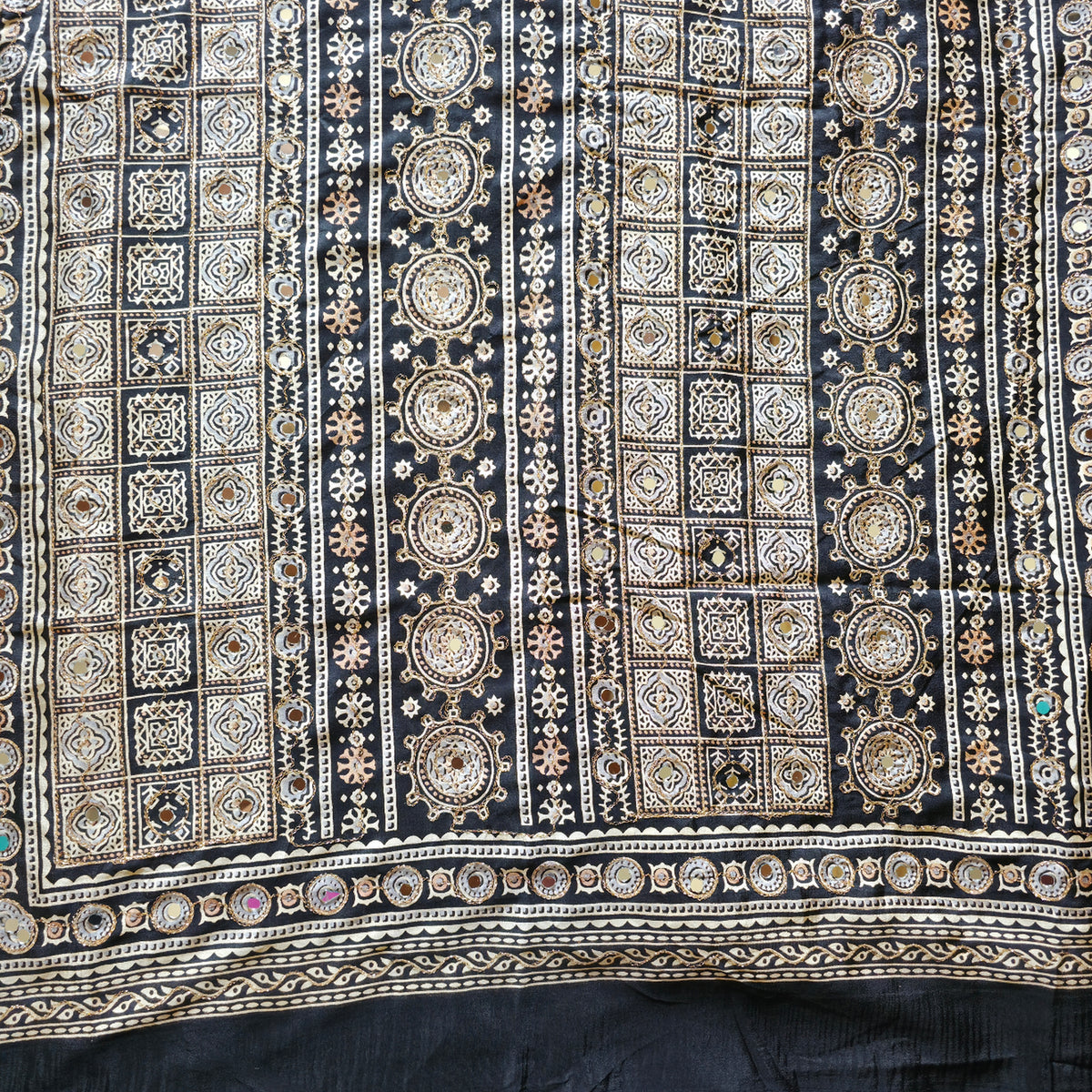 JD000016 - Ajrakh Modal Silk with Mirror Work