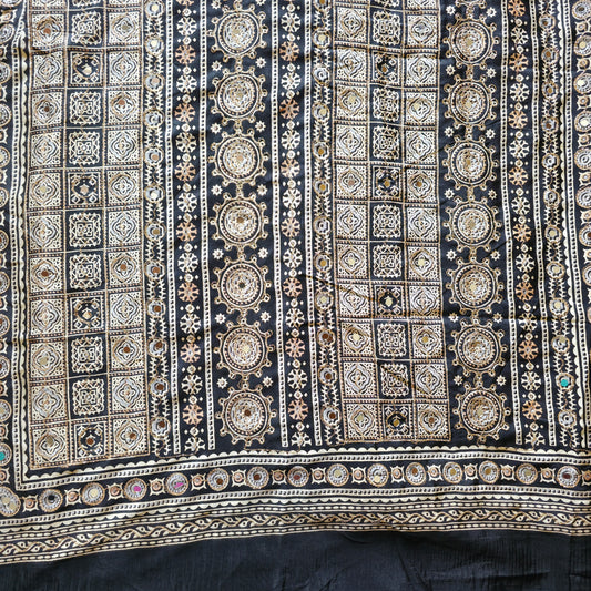 JD000016 - Ajrakh Modal Silk with Mirror Work