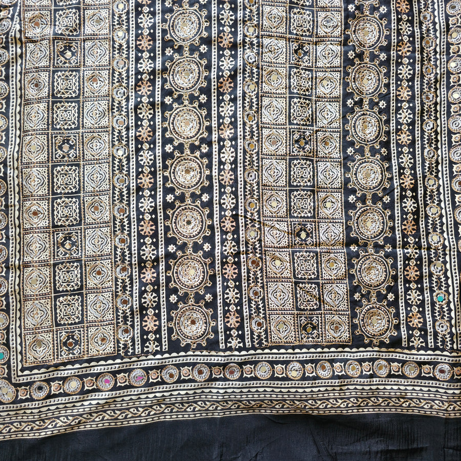 JD000016 - Ajrakh Modal Silk with Mirror Work