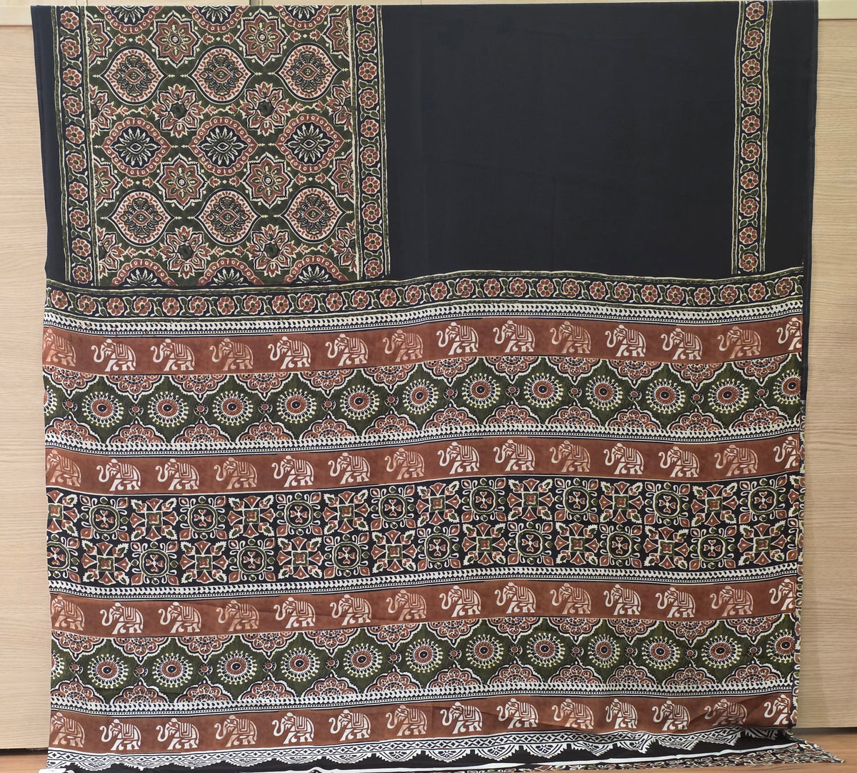 JD000575 Olive Green Modal Ajrakh