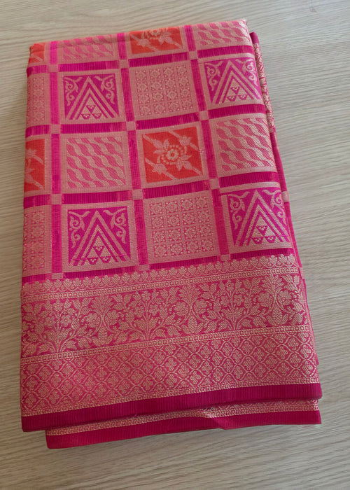 Rani Pink with gold zari weave