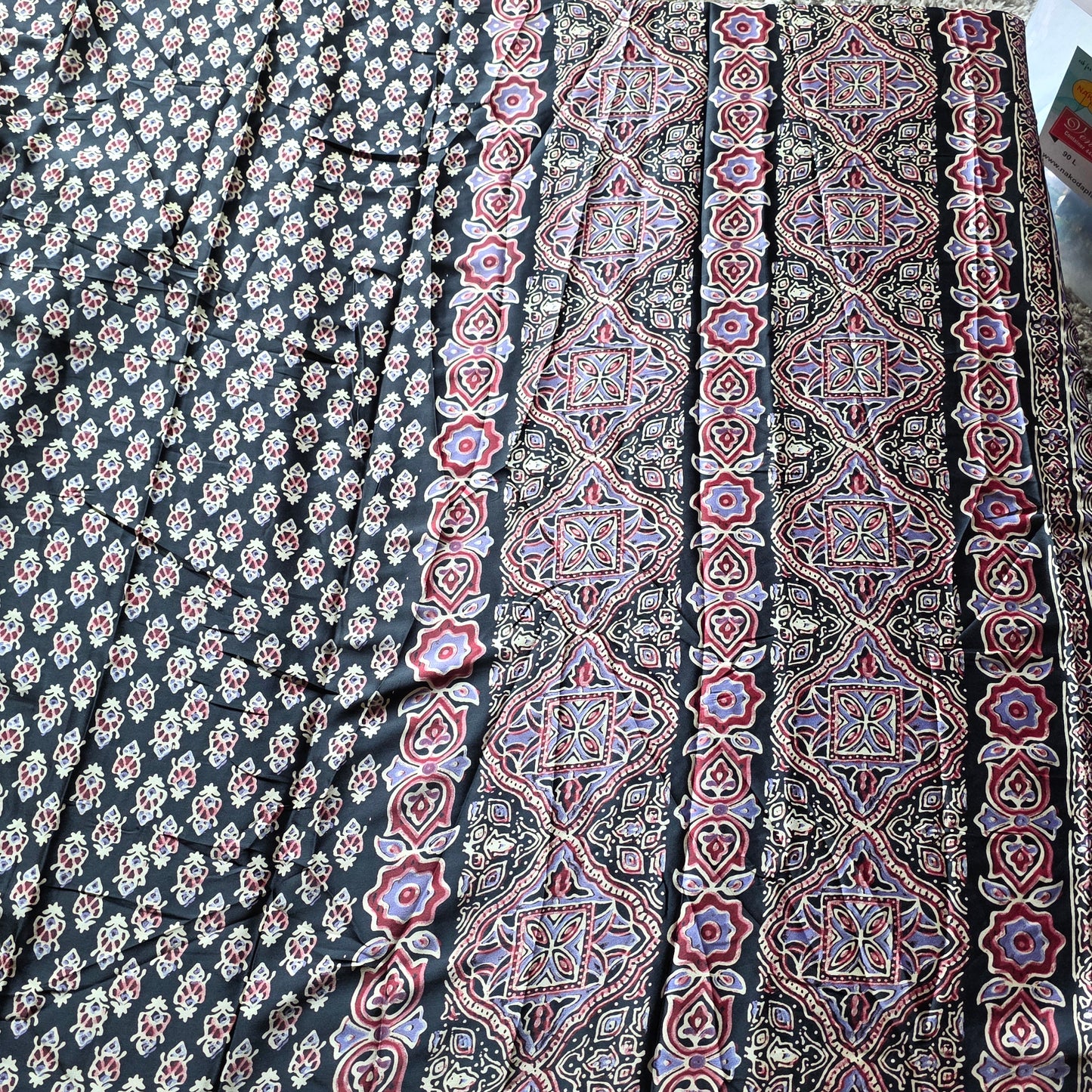 GJ00018 - Ajrakh Printed Silk Saree