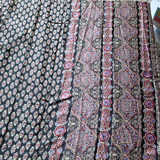 GJ00018 - Ajrakh Printed Silk Saree