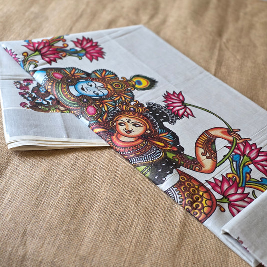 KL00035 - Kerala Tissue with Radha Krishna Mural Painting