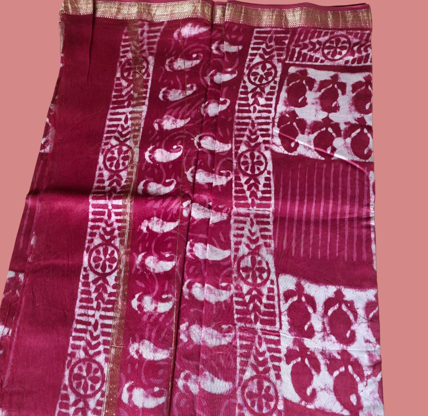 JD000009 - Geometrical Pure Maheshwari Silk Saree