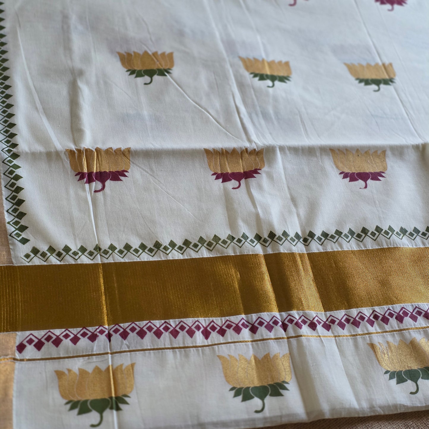 KL00031 - Kerala Cotton with Golden  Lotus