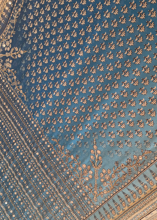 Georgette Saree with Real Mirror & Cutdana Work