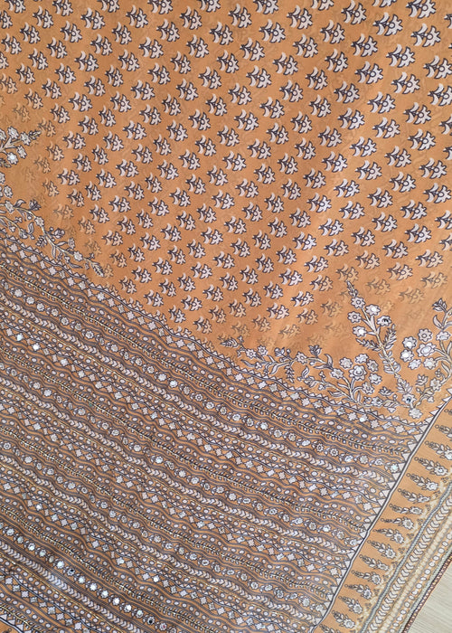 Yellow Georgette Saree with Real Mirror & Cutdana Work