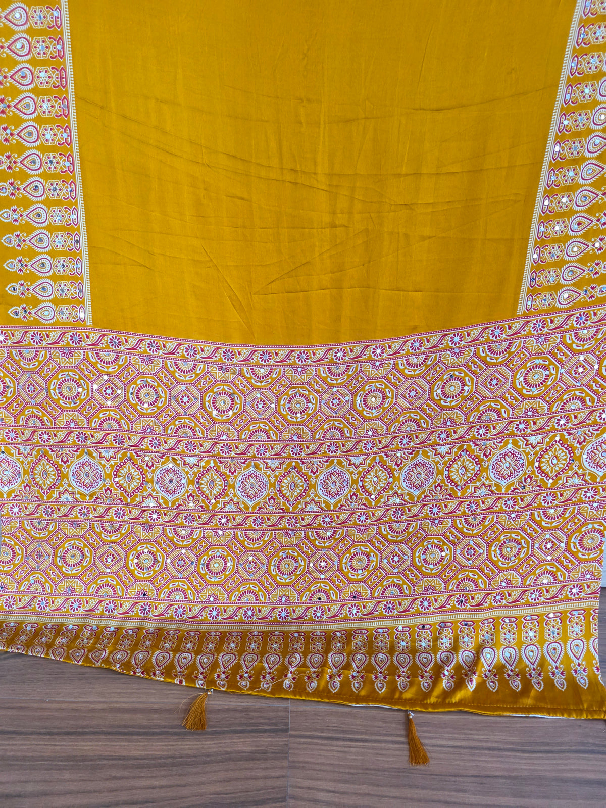 JD000530 Ajrakh mirror chiffon aran work