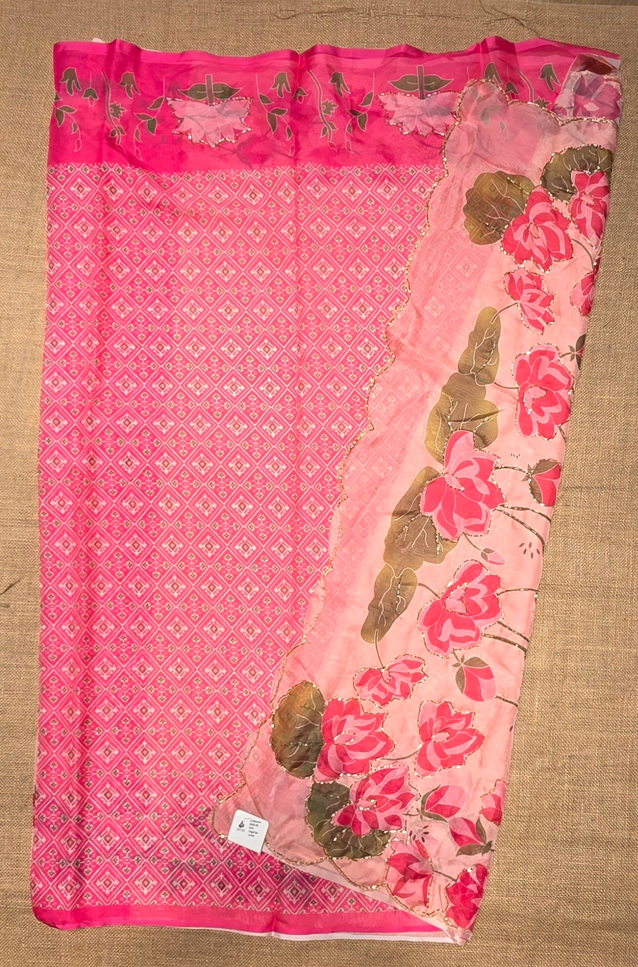 JD000494 soft Organza with Lotus Design