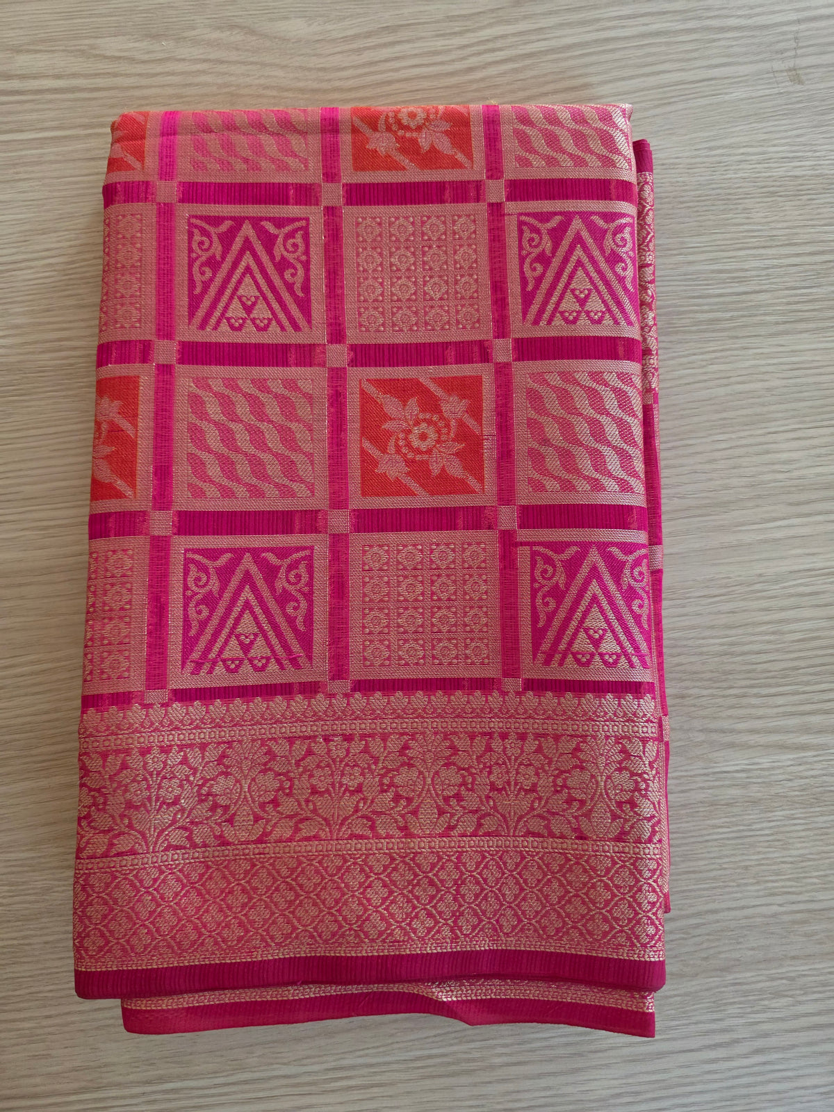 Rani Pink with gold zari weave