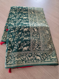 Green Banarasi Shikargah weave
