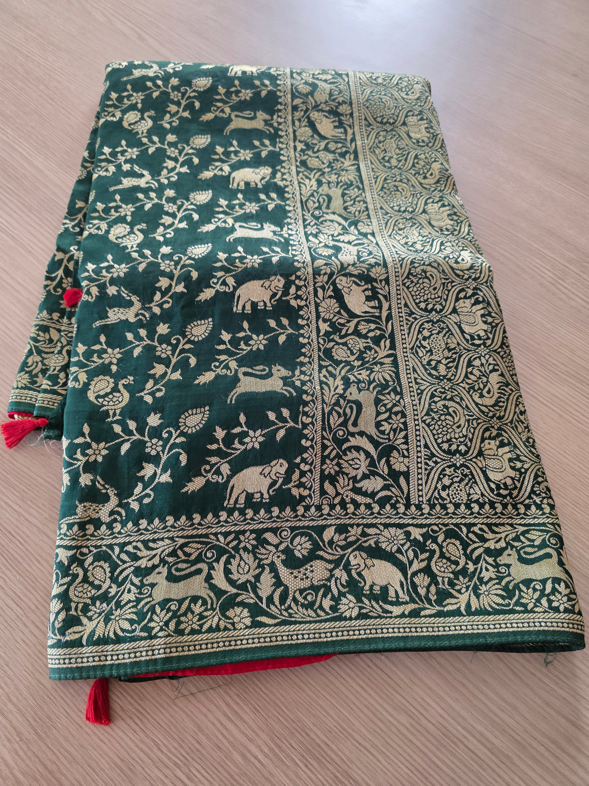 Green Banarasi Shikargah weave