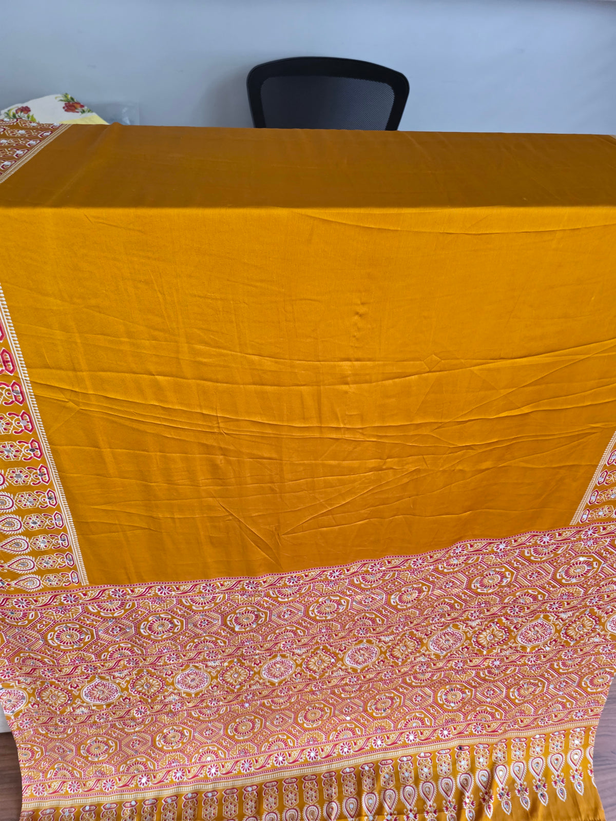JD000530 Ajrakh mirror chiffon aran work