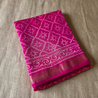 JD000011 - Handblock Printed Pure Maheshwari Silk Saree