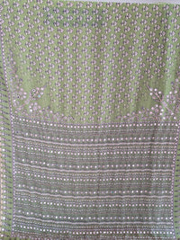 Green  Georgette with real mirror and cutdana work