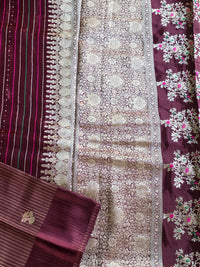 Burgandy Pure Banana Silk with Meenakari work