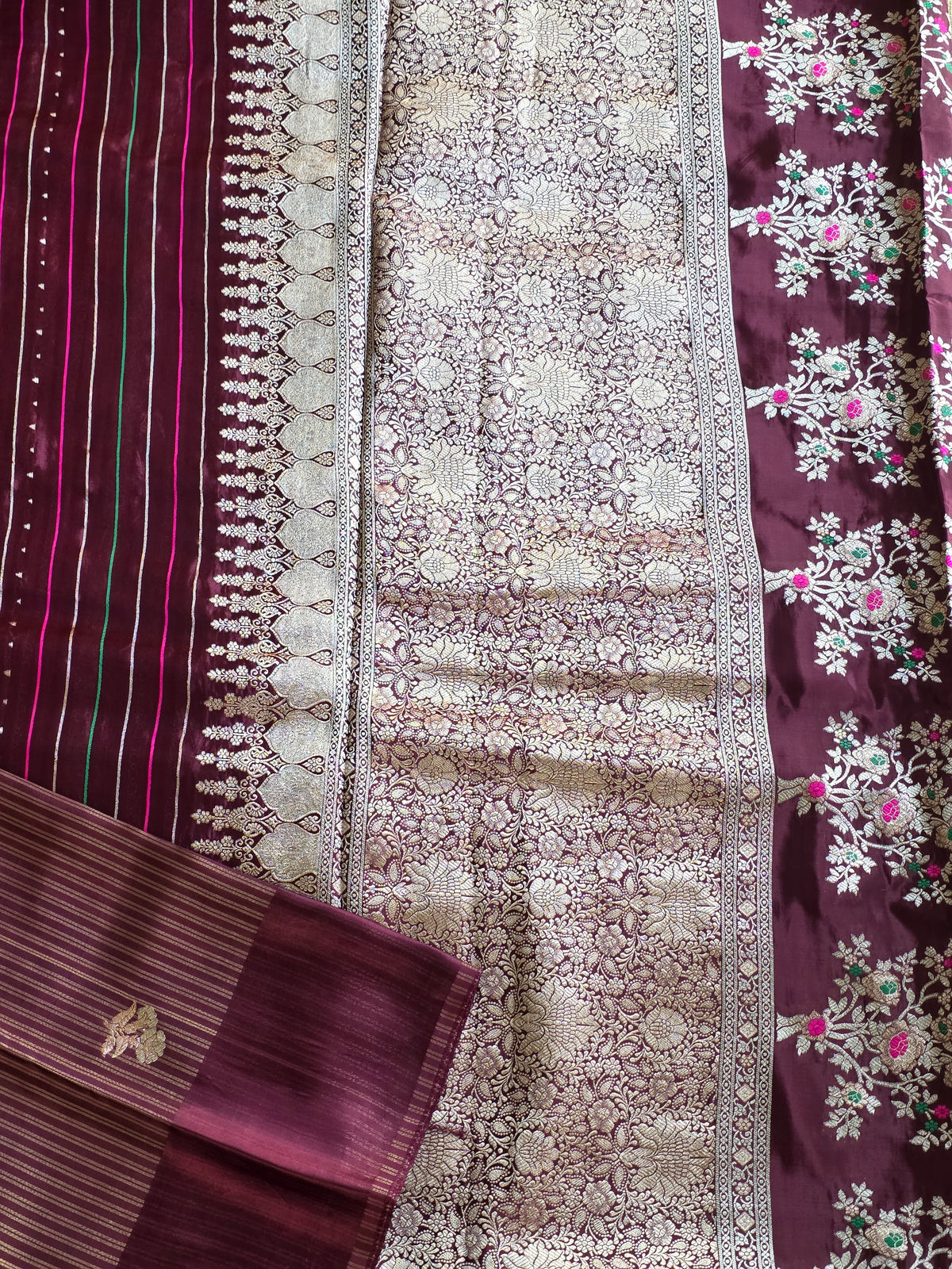 Burgandy Pure Banana Silk with Meenakari work