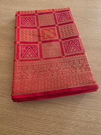 Red with Golden Zari Weaving