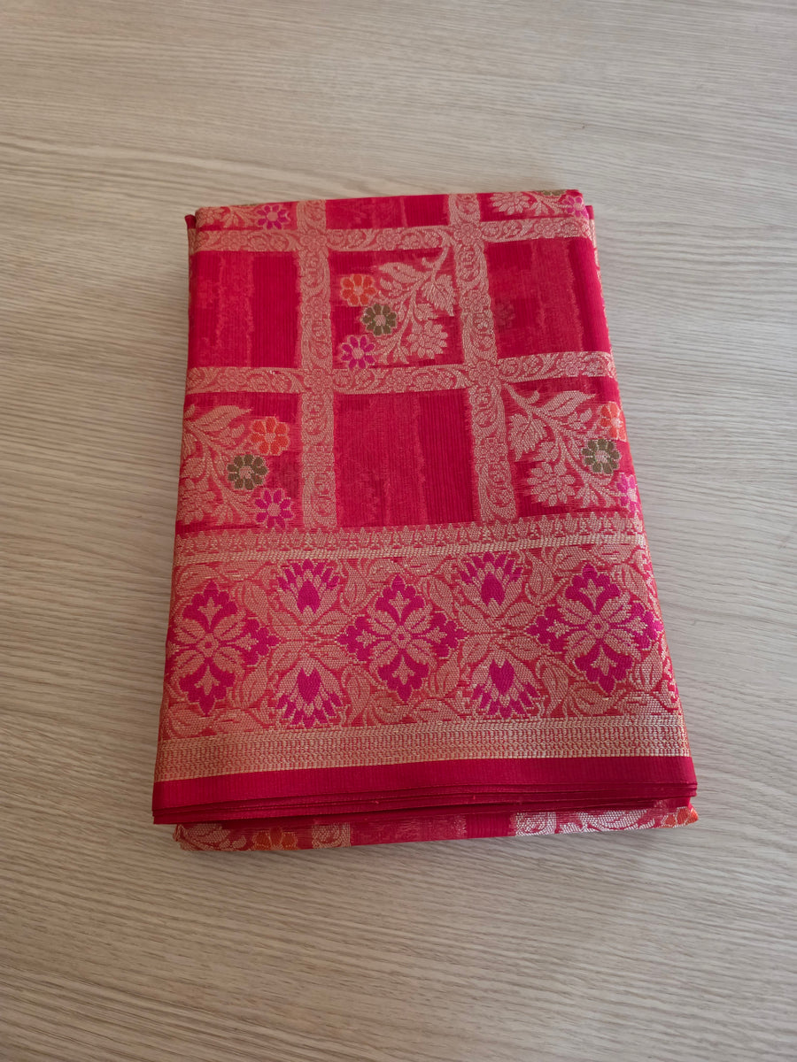 Red with floral motiffs