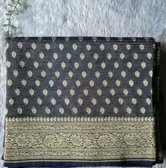 UP000030 Pure Silk Khaddi Georgette Tissue Stripe