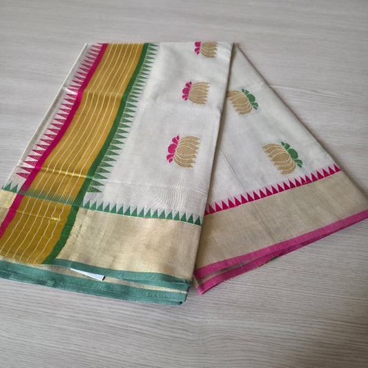 KL00072 Kerala Tissue with lotus motiffs