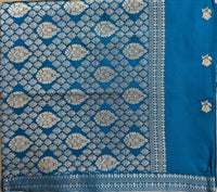 UP000019 - Banarasi Katan Pure Silk Saree (Teal Blue)