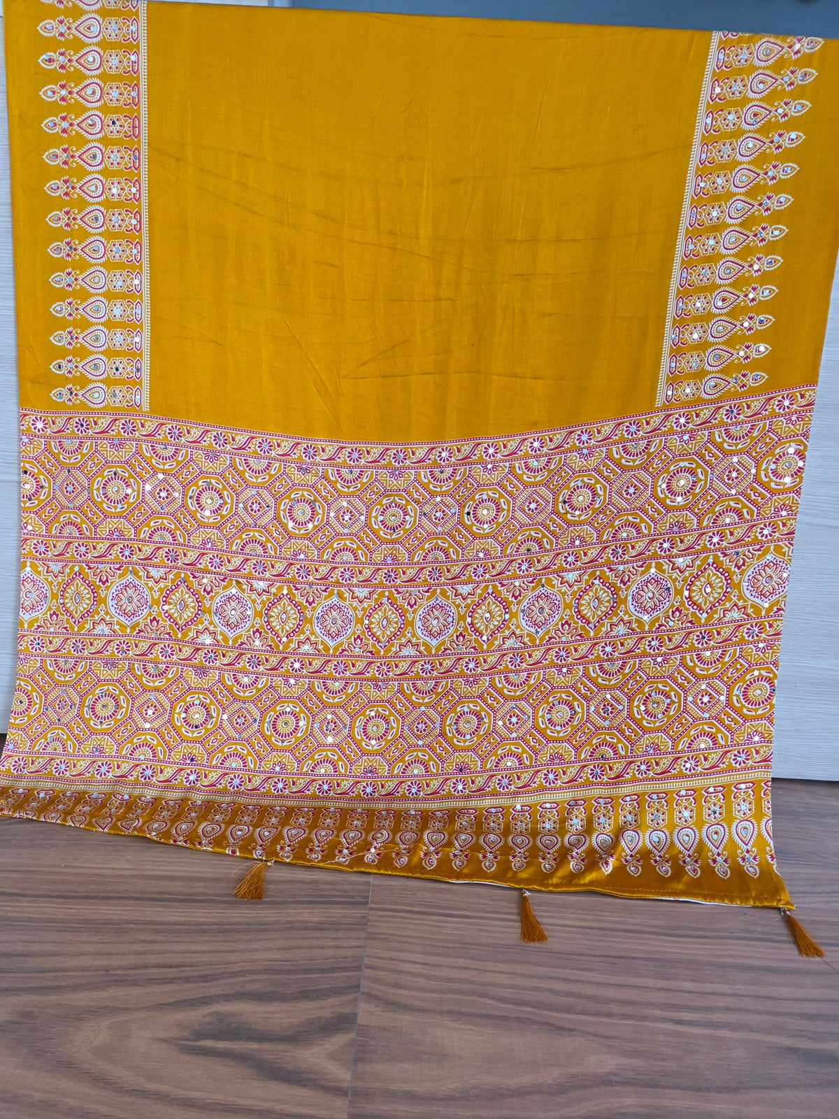 JD000530 Ajrakh mirror chiffon aran work