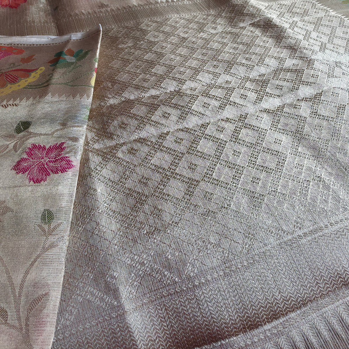 UP000130 - Banarasi Pure Golden Tissue Silk Jamdani