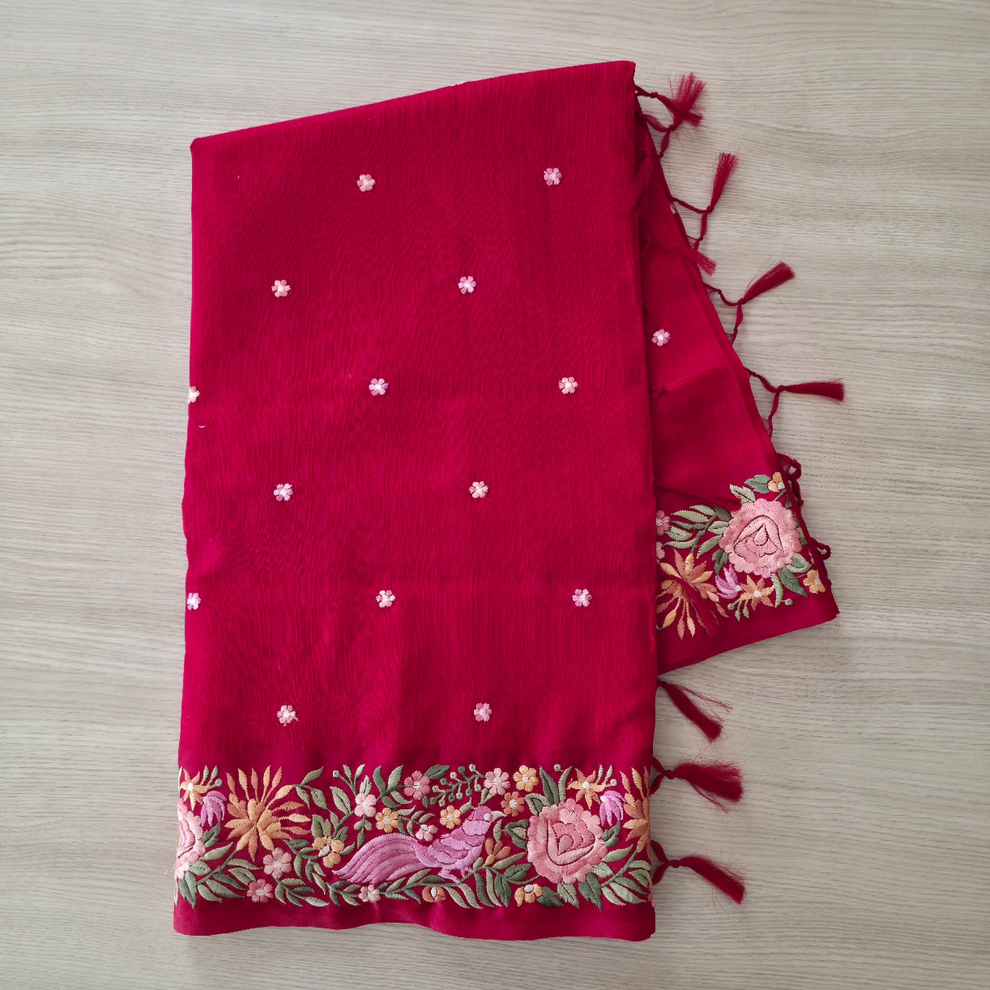 UP000230 Pure Tusser with Embroidery