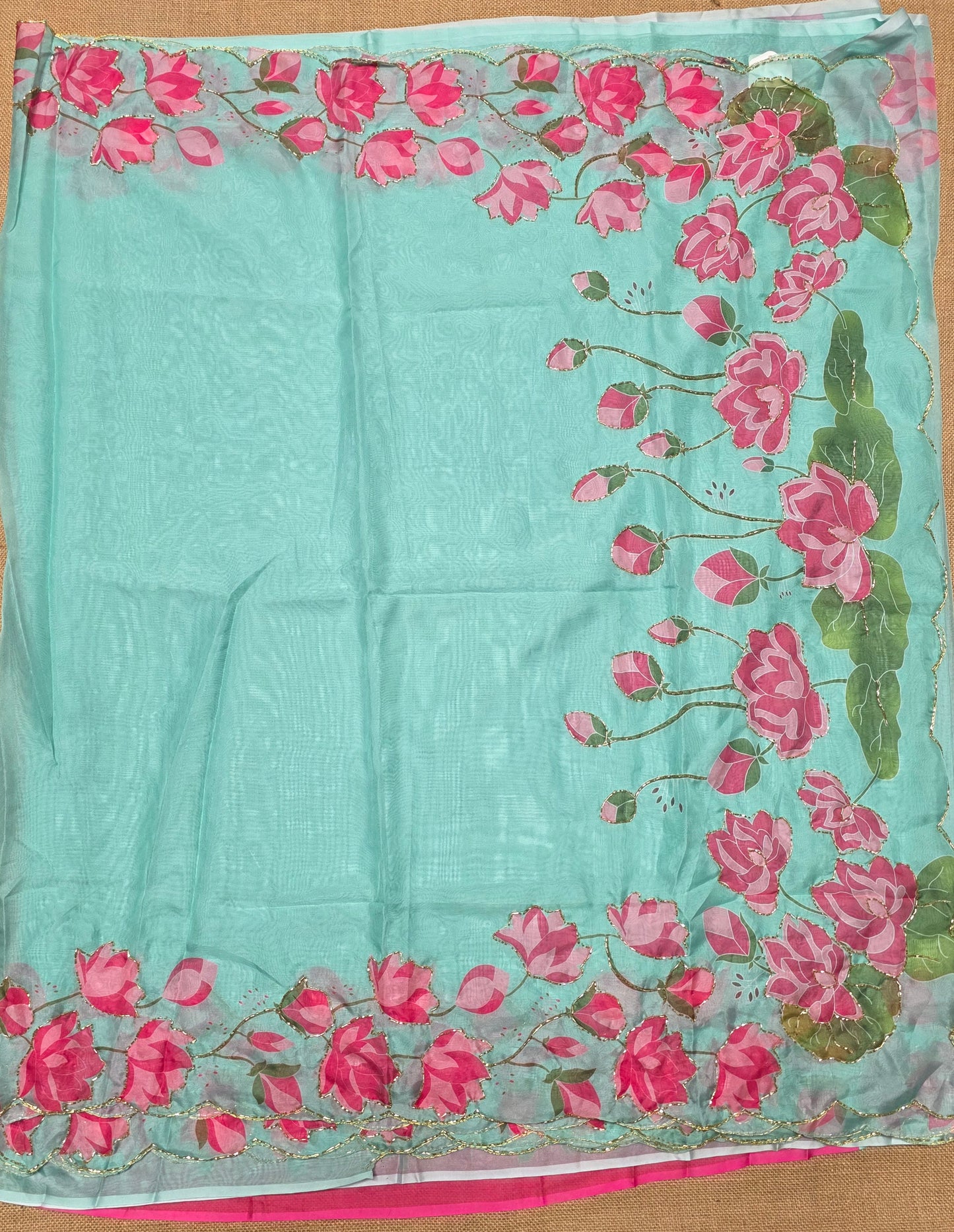 JD000491 Soft Organza with Lotus design