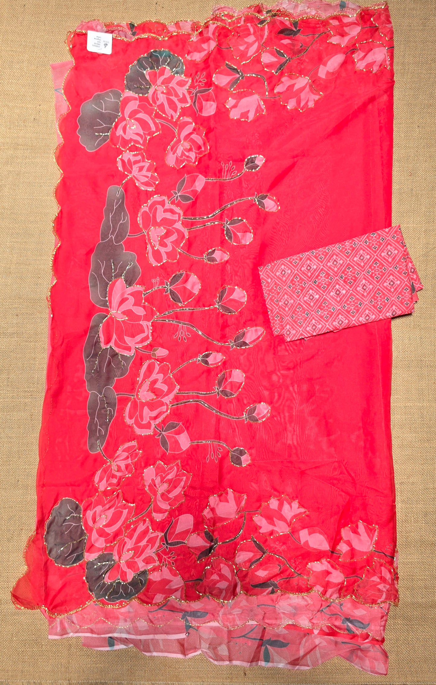 JD000492 Soft Organza with Lotus design
