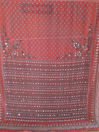 Orange Georgette Saree with Real Mirror & Cutdana Work