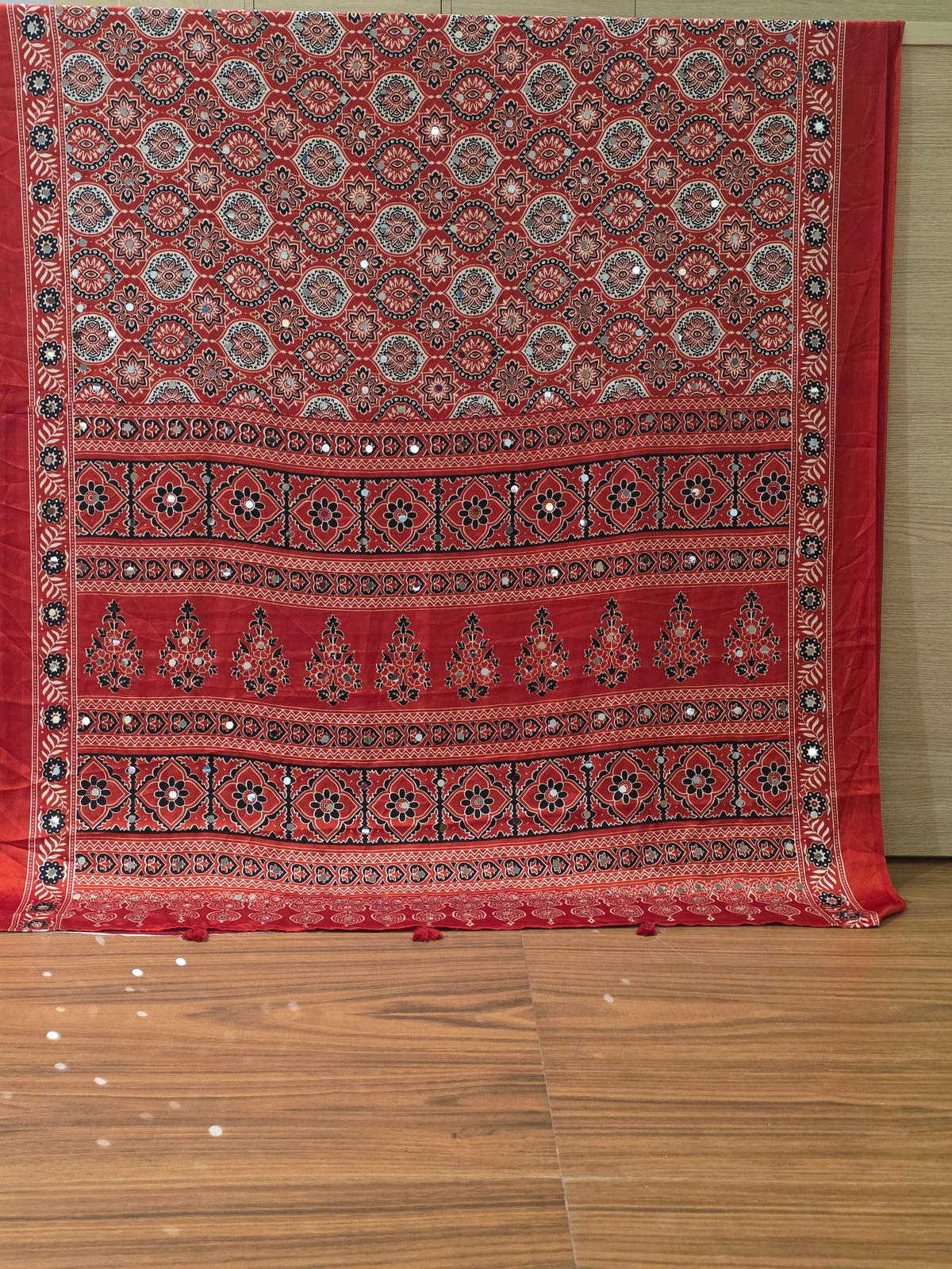 JD000327 Ajrakh Mirror work Red n Black design