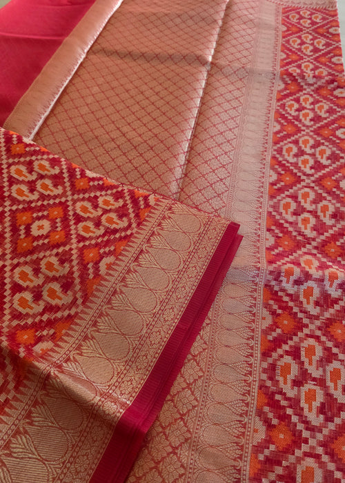 Red with gold zari weave