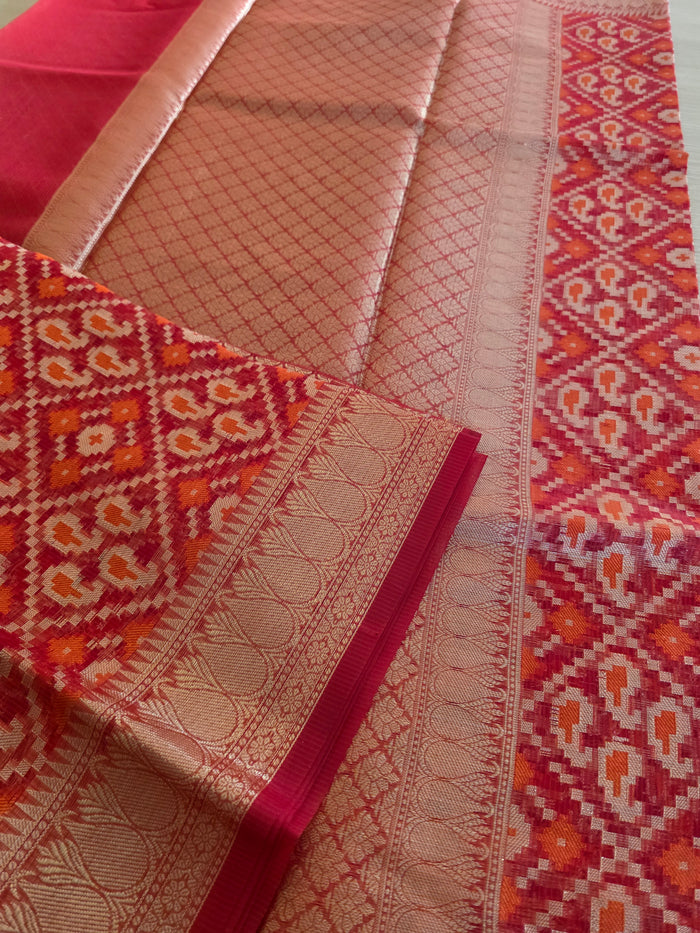 Red with gold zari weave